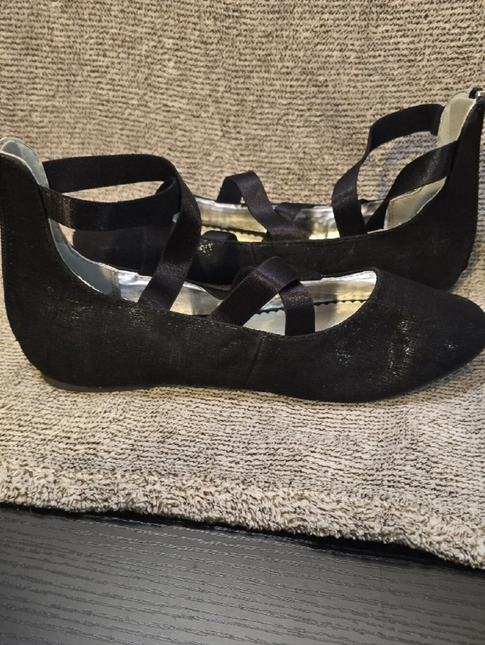 Nine West Black Ballet Flats with Crisscross Straps